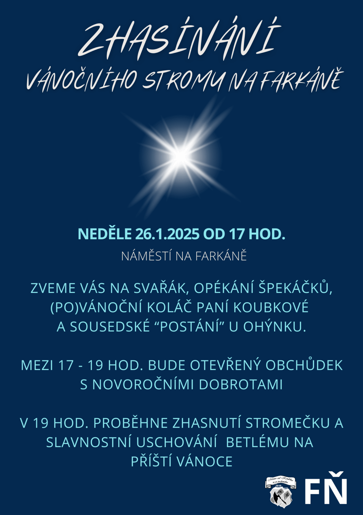 Zhasínání vánočního stromu na Farkáně